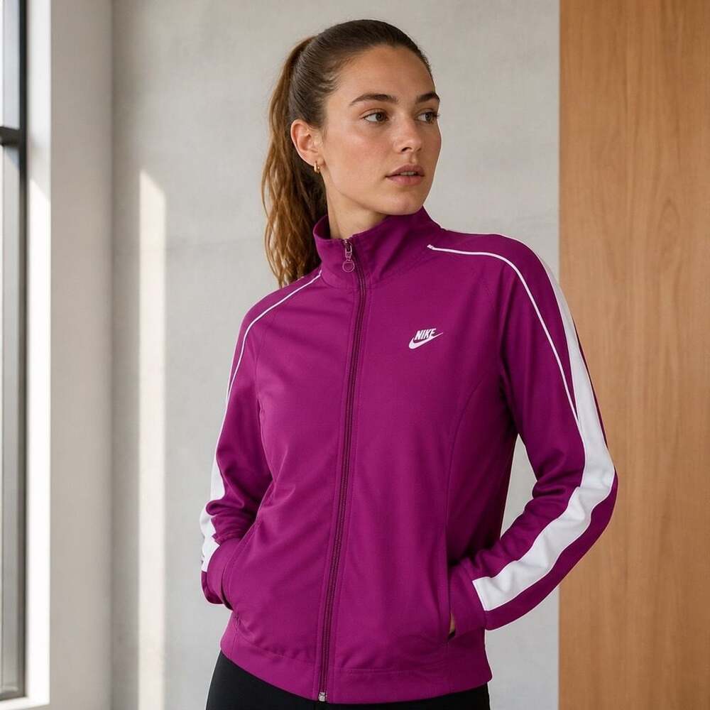 Nike Track Jacket Full Zipper Purple Magenta Size M